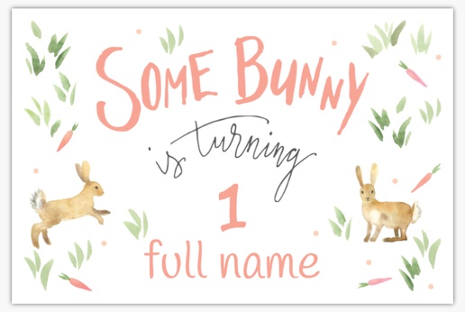 A first birthday bunny theme white brown design for Animals