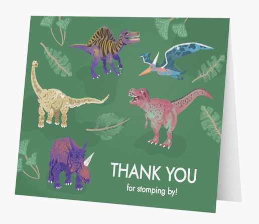 A dino kids thank you green brown design for Child Birthday