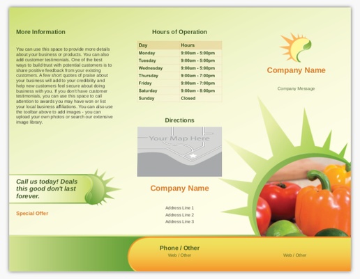 Design Preview for Agriculture & Farming Custom Menus Templates, Tri-Fold Menu