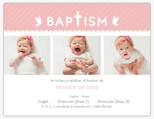 Un religiosa foto diseño blanco rosa para Niña con 3 imágenes