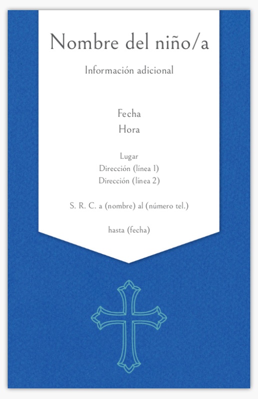 Un cruz cristiana fe diseño azul blanco para Primera Comunión