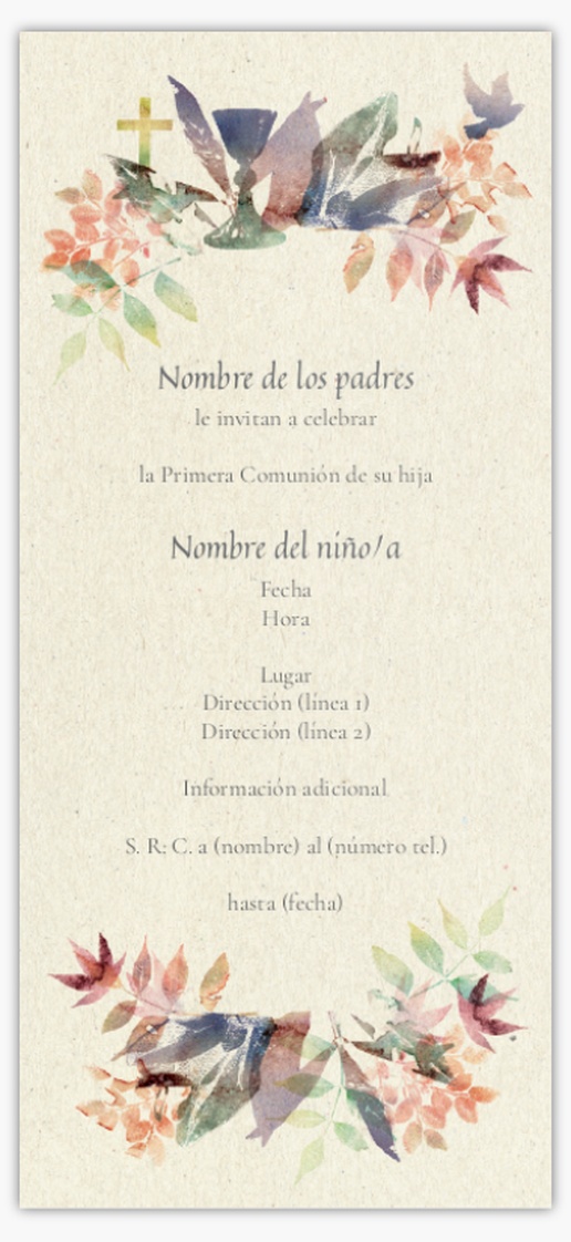 Vista previa del diseño de Galería de diseños de tarjetas e invitaciones para primera comunión, Plano 21 x 9,5 cm
