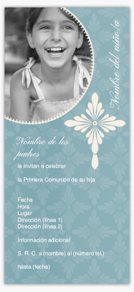 Vista previa del diseño de Galería de diseños de tarjetas e invitaciones para primera comunión, Plano 21 x 9,5 cm