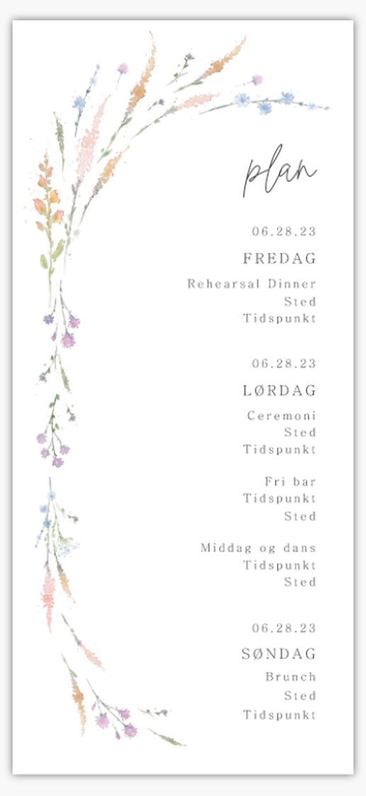 Forhåndsvisning af design for Designgalleri: Forår Bryllupsprogrammer, 21 x 9.5 cm