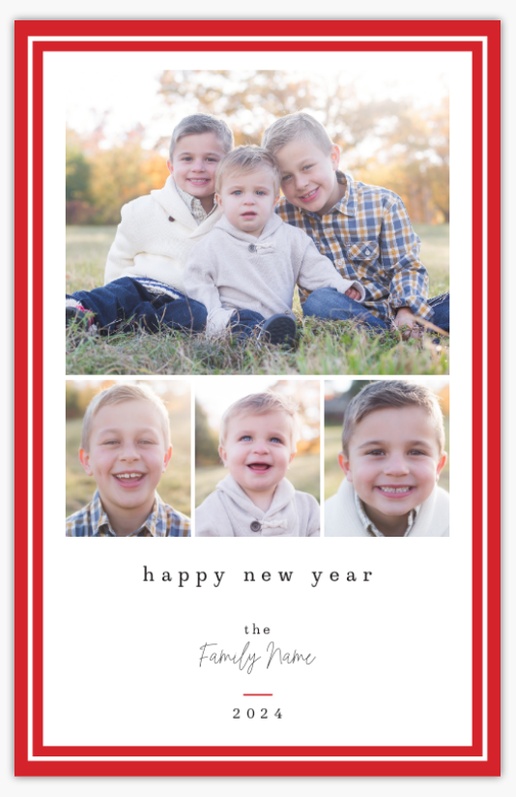 A frame new year red black design for Greeting with 4 uploads