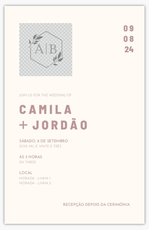 Pré-visualização do design de Modelos e designs de convites de casamento para monogramas, Sem dobra 18,2 x 11,7 cm