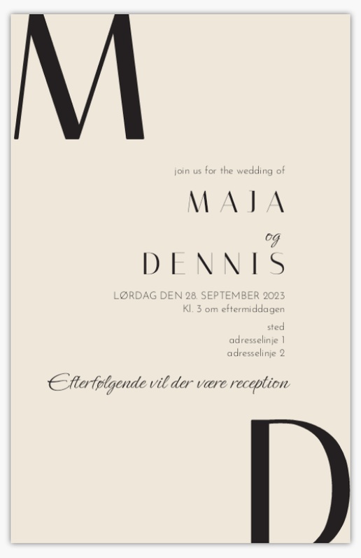 Forhåndsvisning af design for Designgalleri: Typografisk Bryllupsinvitationer, Enkeltsidet 18.2 x 11.7 cm
