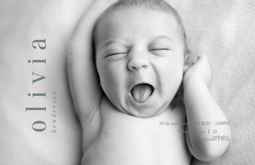 Un mínimo nombre de bebé diseño gris para Comunicados de nacimiento con 1 imágenes