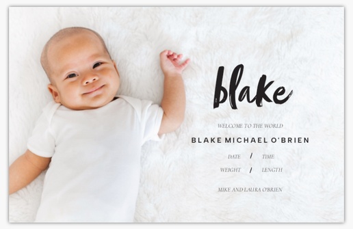 A full bleed photo minimal gray black design for Birth Announcements with 1 uploads