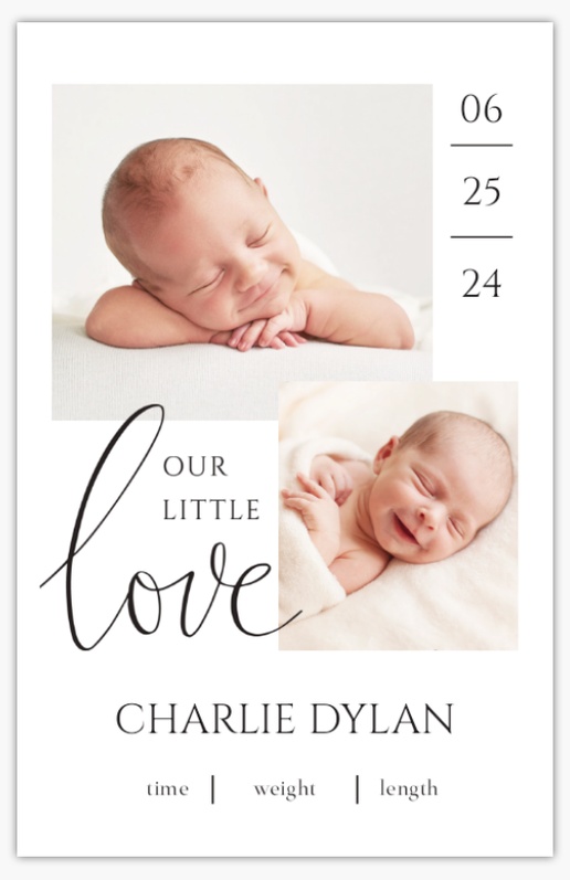 A birth announcement modern white design for Birth Announcements with 2 uploads