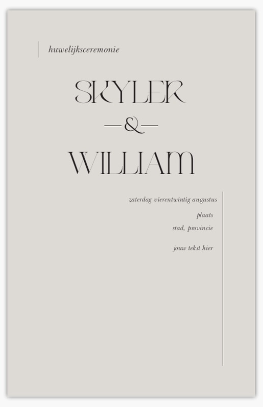 Voorvertoning ontwerp voor Ontwerpgalerij: Typografisch Trouwprogramma´s, 21,6 x 13,9 cm