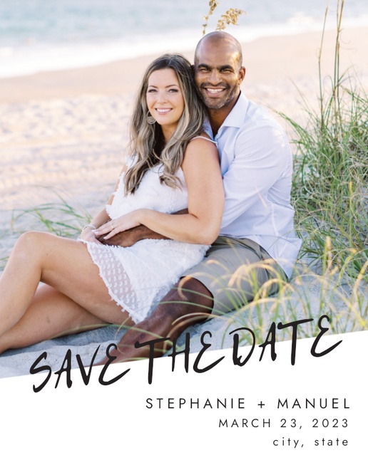 A large names save the date white black design for Theme with 1 uploads