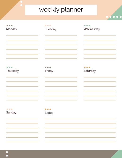 A weekly planner color blocking cream design for Modern & Simple