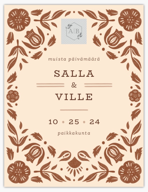 Mallin esikatselu Mallivalikoima: Monogrammit Muista päivämäärä -kortit, 13,9 x 10,7 cm