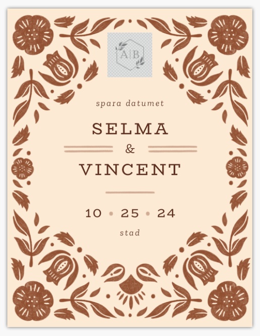 Förhandsgranskning av design för Designgalleri: Rustikt Spara datumet-kort, 13,9 x 10,7 cm
