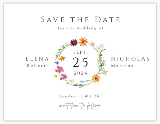 Design Preview for Design Gallery: Floral Save The Date Cards, 13.9 x 10.7 cm