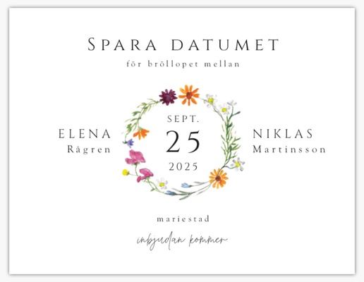 Förhandsgranskning av design för Designgalleri: Vår Spara datumet-kort, 13,9 x 10,7 cm