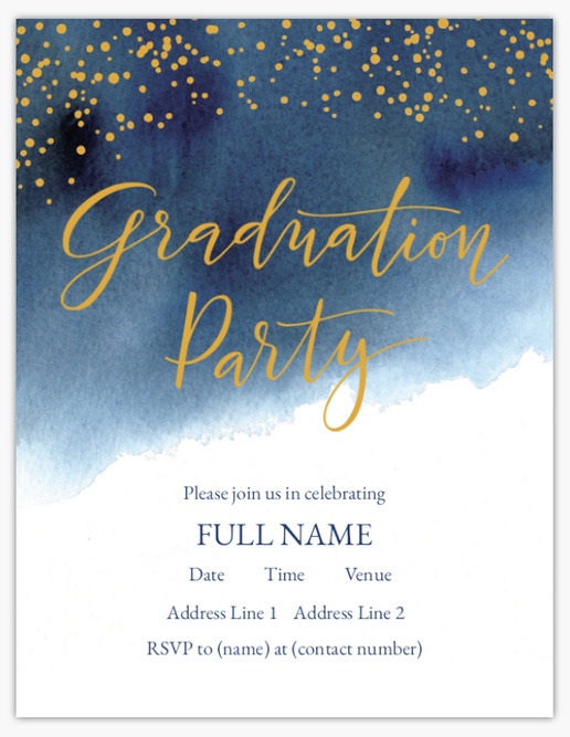 A gold and navy graduation party white blue design for Type