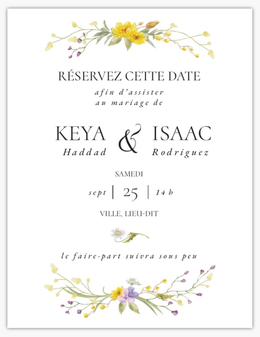 Aperçu du graphisme pour Galerie de modèles : cartes « save the date » pour fleurs, 13,9 x 10,7 cm