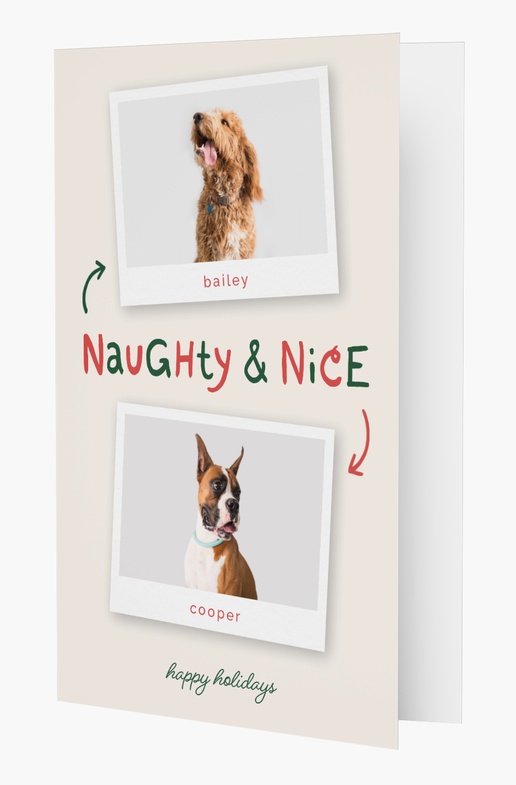 A whimsical type pet holiday card white gray design for Greeting with 2 uploads