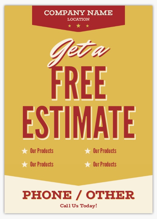 A call out free estimates cream red design for Sales & Clearance