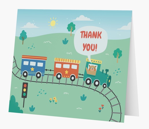 A train conductor thank you gray green design for Child Birthday