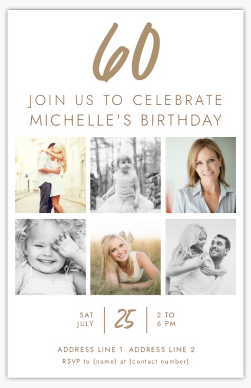 A photos milestone birthday sign white gray design for Milestone Birthday with 6 uploads