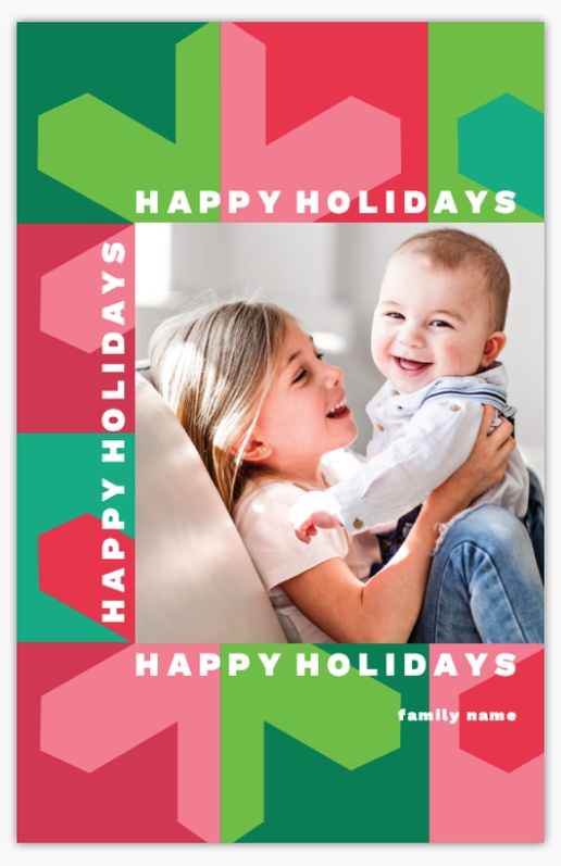 Design Preview for Bold & Colorful Christmas Cards Templates, Flat 4.6" x 7.2" 