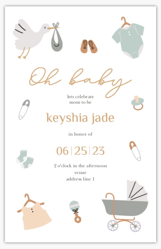 Design Preview for Baby Shower Invitations , 4.6” x 7.2” Flat