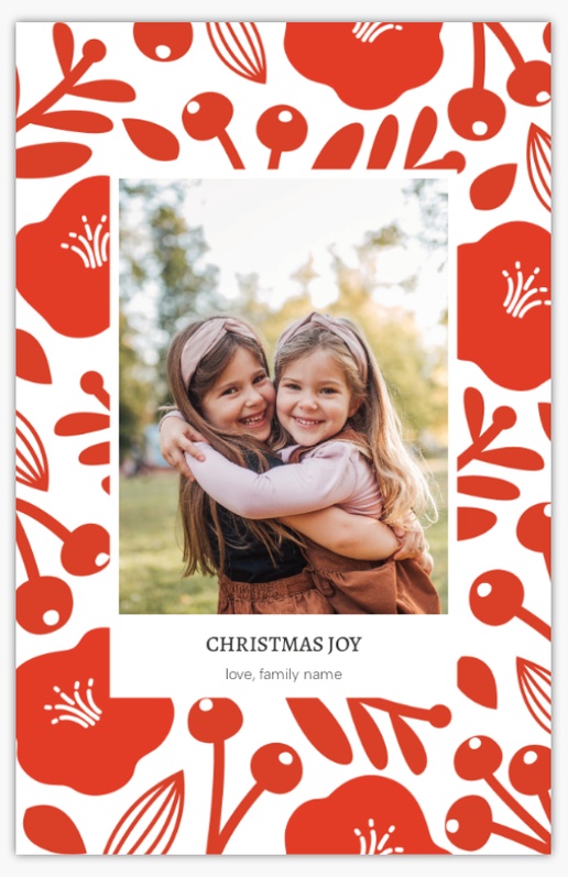 Design Preview for Floral Christmas Cards Templates, Flat 6" x 9" 