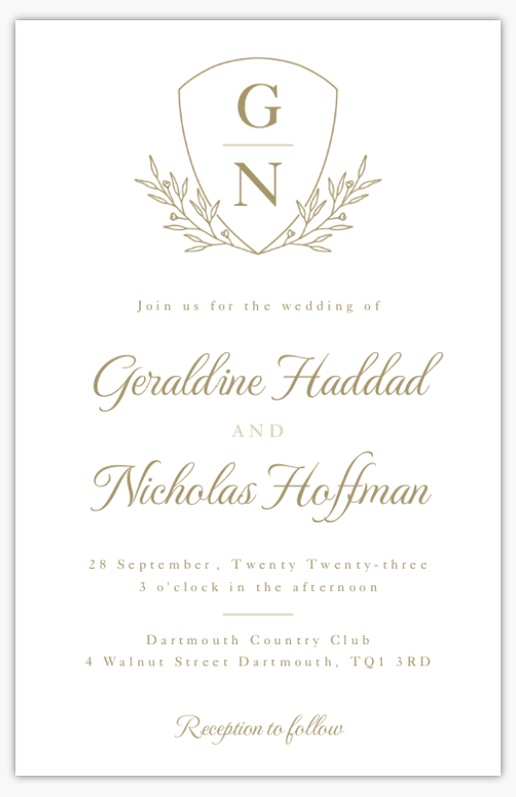 Design Preview for Design Gallery: Monograms Wedding Invitations, Flat 18.2 x 11.7 cm