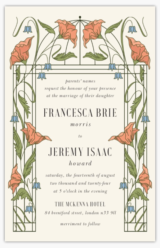 Design Preview for Design Gallery: Floral Wedding Invitations, Flat 18.2 x 11.7 cm