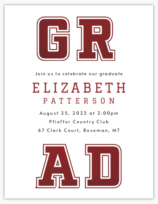 A varsity sporty white red design for Graduation