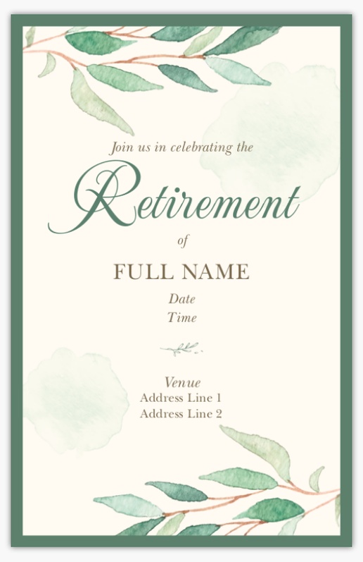 A watercolor party white green design for Retirement