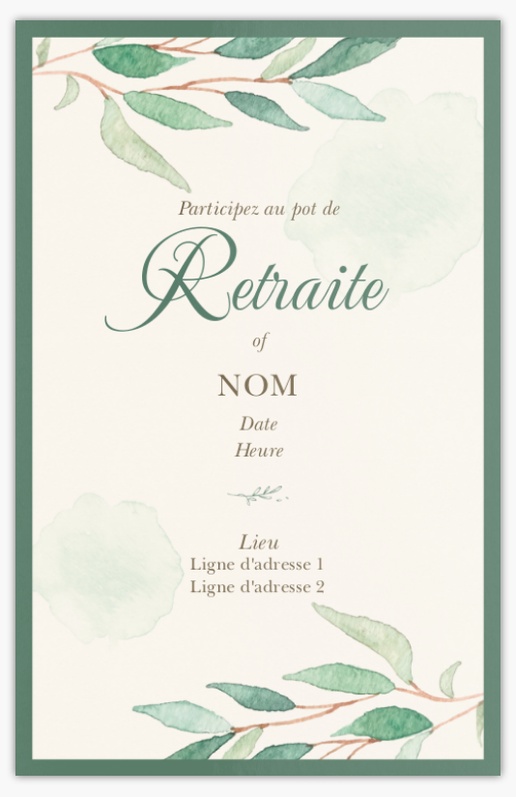 Aperçu du graphisme pour Galerie de modèles : Faire-part et invitations pour Retraite, Non pliées 18.2 x 11.7 cm