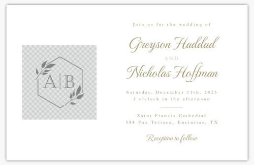 Design Preview for Monograms Wedding Invitations Templates, 4.6" x 7.2" Flat