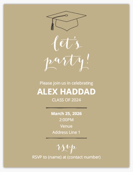 A modern grad party brown cream design for Graduation Party