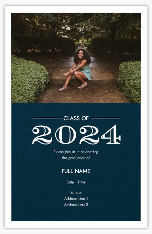 A 2020 college blue white design for Graduation Party with 1 uploads