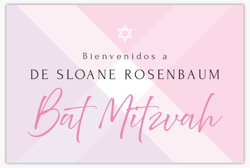 Un bat mitzvah la recepción de la señal diseño rosa blanco para Cumpleaños
