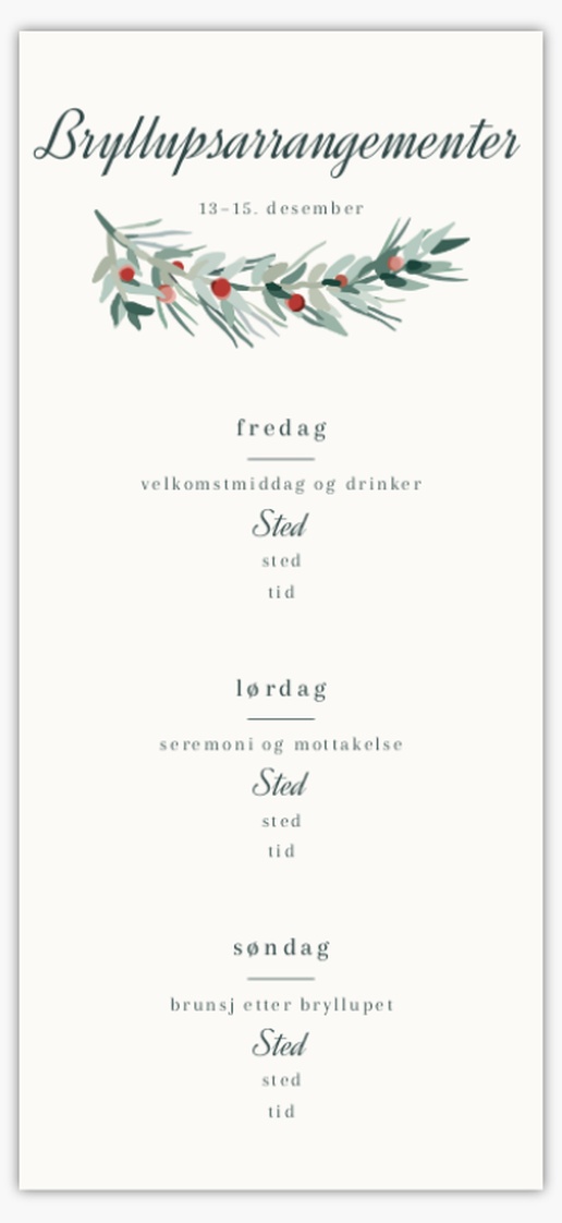 Forhåndsvisning av design for Designgalleri: Bryllupsprogrammer, 21 x 9.5 cm