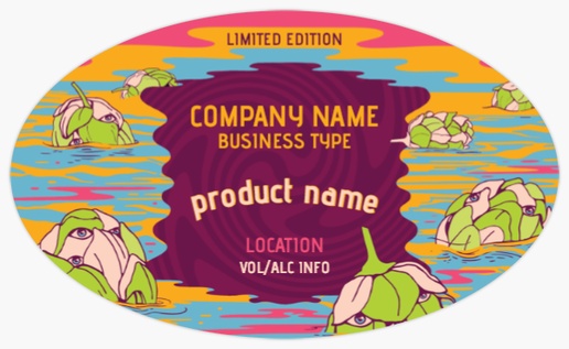 Design Preview for Design Gallery: Fun & Whimsical Beer Labels, Oval 12.5 x 7.5 cm Horizontal