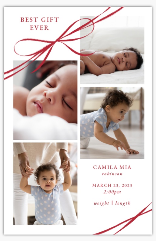 Design Preview for New Baby Christmas Cards Templates, Folded 4.6" x 7.2" 