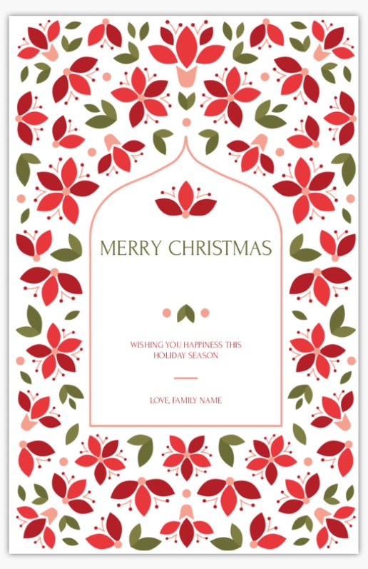Design Preview for Design Gallery: Floral Christmas Cards, Folded 4.6" x 7.2" 