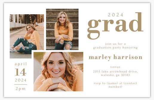 A grad party graduation white cream design for Type with 3 uploads