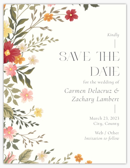 Design Preview for Floral Save the Date Cards Templates, 5.5" x 4"