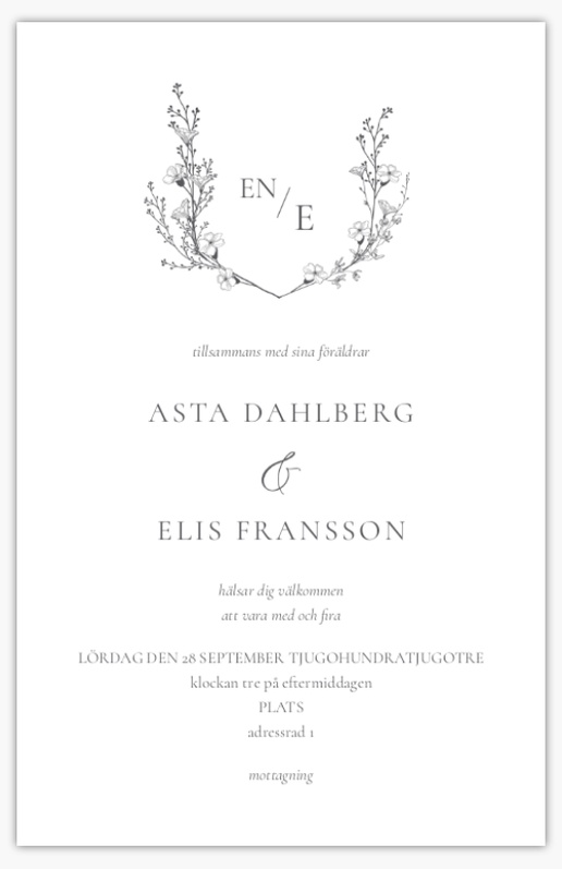 Förhandsgranskning av design för Designgalleri: Monogram Bröllopsinbjudningar, Enkelt 18.2 x 11.7 cm