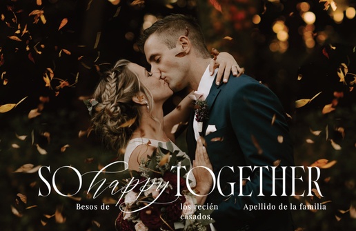 Un tarjeta de vacaciones de boda juntos diseño crema para Elegante con 1 imágenes
