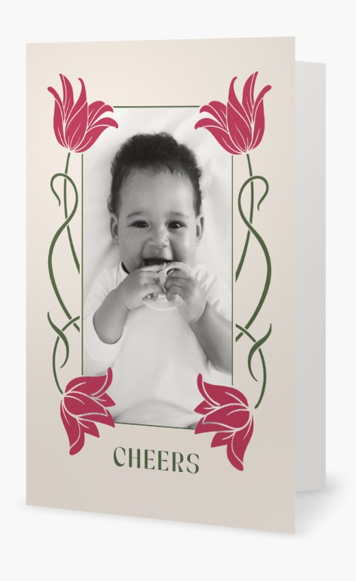 A red florals cheers white brown design for Greeting with 1 uploads