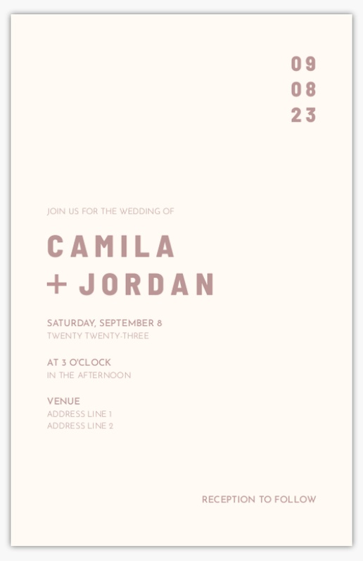 Design Preview for Modern Wedding Invitations Templates, 4.6" x 7.2" Flat