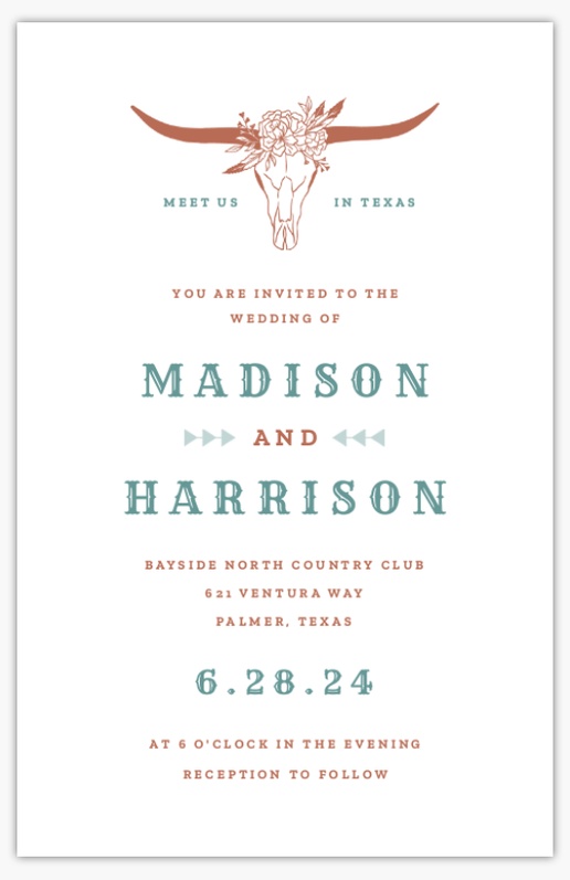 Design Preview for Wedding Invitations  , 4.6" x 7.2" Flat